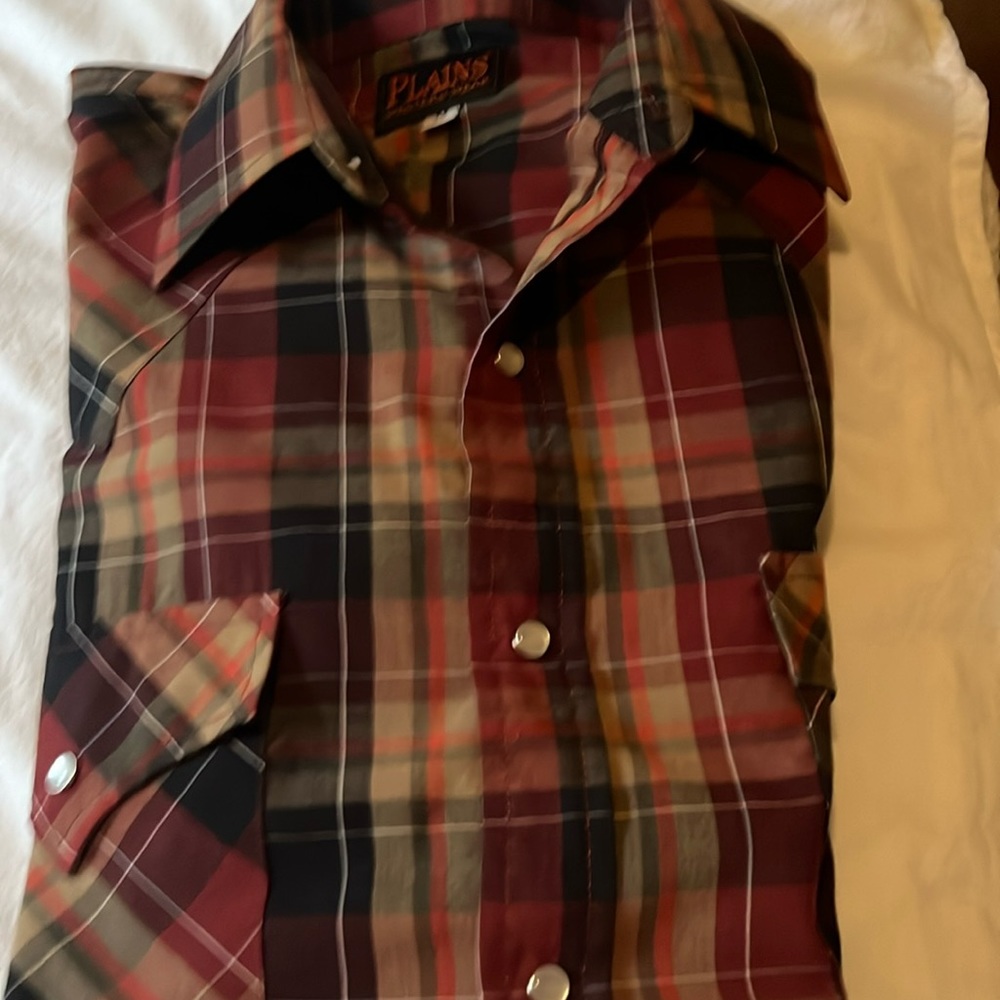 PLAINS WESTERN WEAR SHORT SLEEVE PEARL SNAPS SHIRT SIZE MENS M